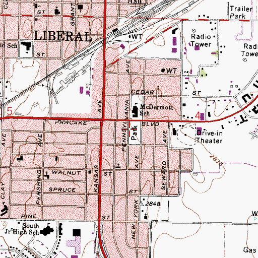 Topographic Map of Mary Frame Park, KS