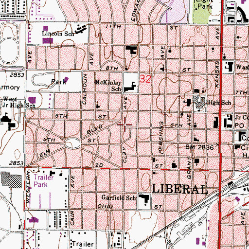 Topographic Map of New Life Baptist Mission, KS
