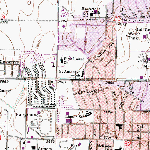 Topographic Map of Saint Anthony Catholic Church, KS