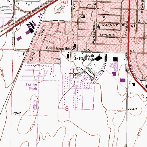 Topographic Map of Saint Paul United Methodist Church, KS