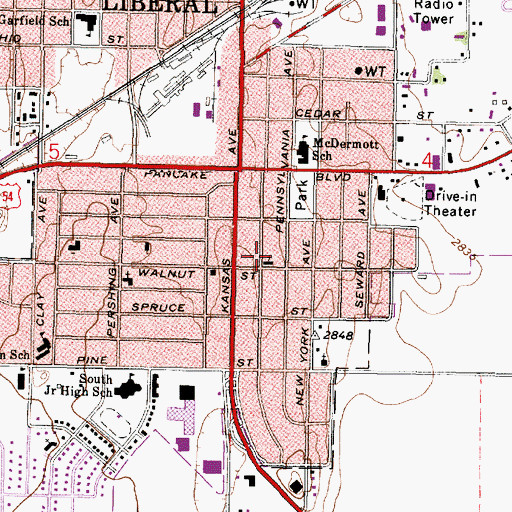 Topographic Map of South Church of God, KS