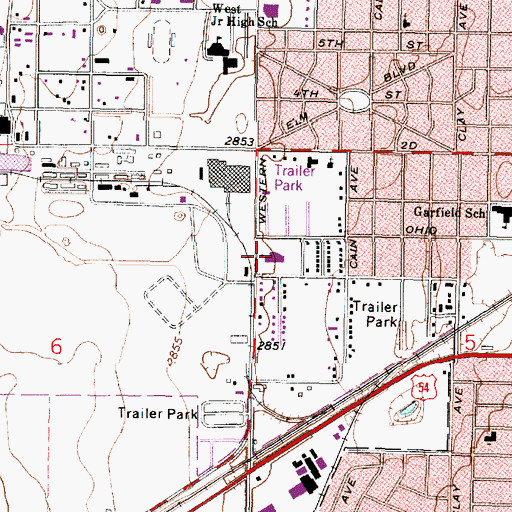 Topographic Map of Western Avenue Church of Christ, KS