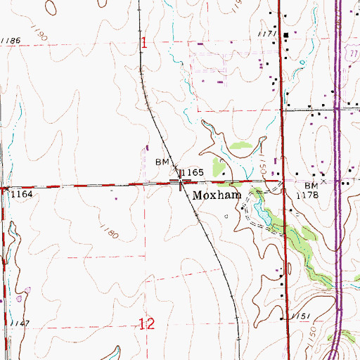Topographic Map of Moxham, KS