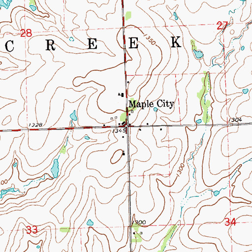 Topographic Map of Maple City, KS