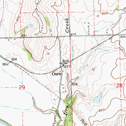 Topographic Map of Osro, KS