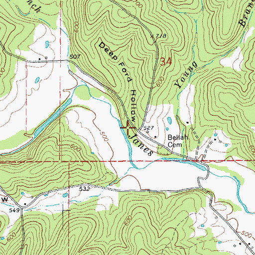 Topographic Map of Deep Ford Hollow, AR
