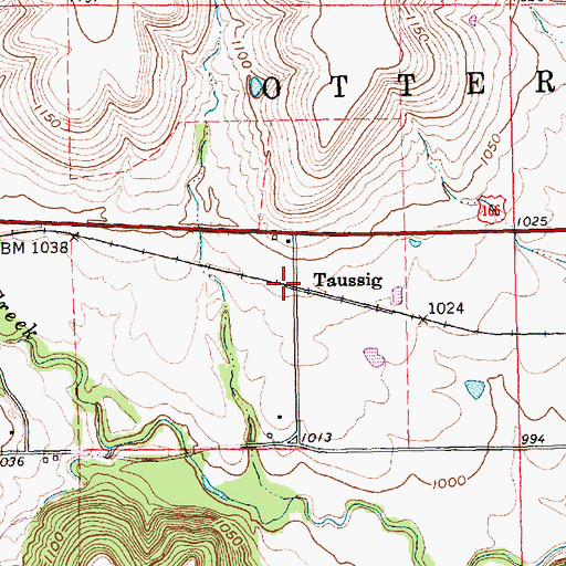 Topographic Map of Taussig, KS