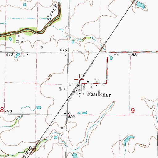 Topographic Map of Faulkner, KS