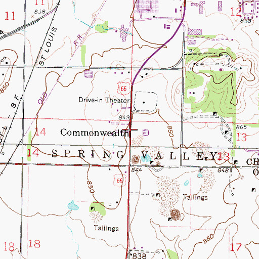 Topographic Map of Commonwealth, KS