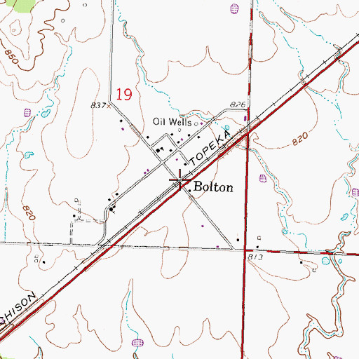 Topographic Map of Bolton, KS