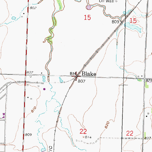 Topographic Map of Blake, KS