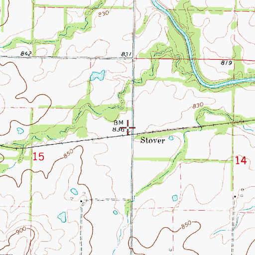 Topographic Map of Stover, KS