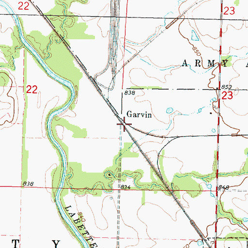 Topographic Map of Garvin, KS