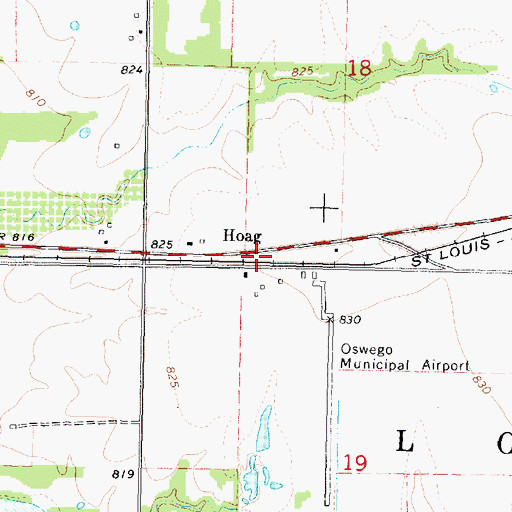 Topographic Map of Hoag, KS