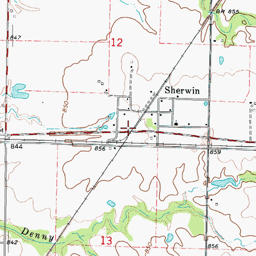 Topographic Map of Sherwin, KS