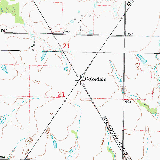 Topographic Map of Cokedale, KS