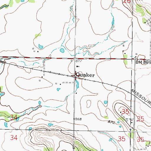 Topographic Map of Quaker, KS