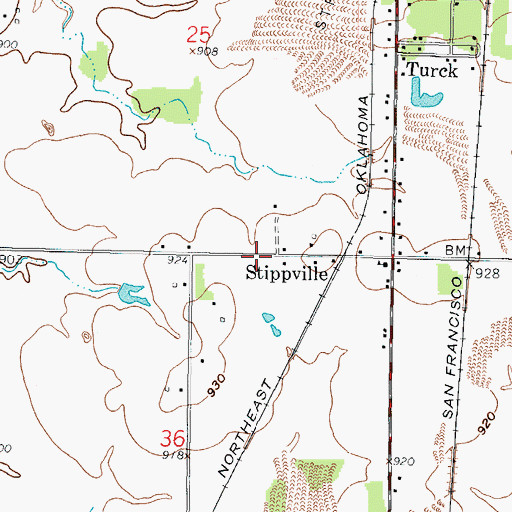 Topographic Map of Stippville, KS