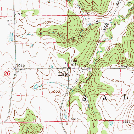 Topographic Map of Hale, KS