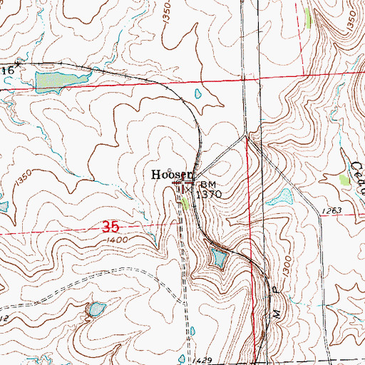 Topographic Map of Hooser, KS