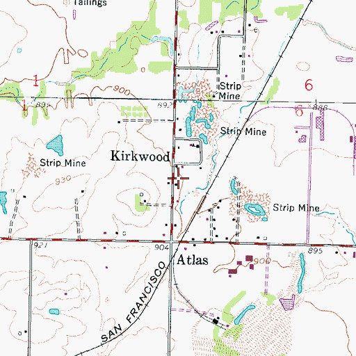 Topographic Map of Kirkwood, KS
