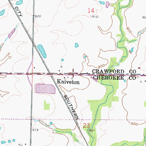 Topographic Map of Kniveton, KS