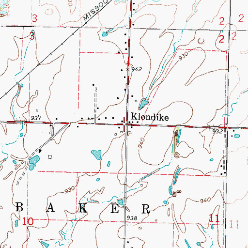 Topographic Map of Klendike, KS