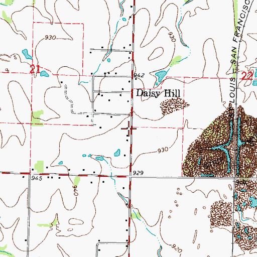 Topographic Map of Daisy Hill, KS