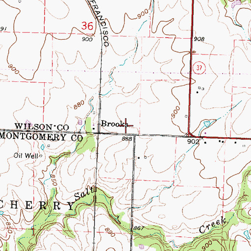 Topographic Map of Brooks, KS
