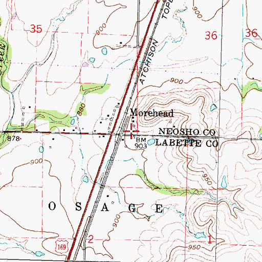 Topographic Map of Morehead, KS
