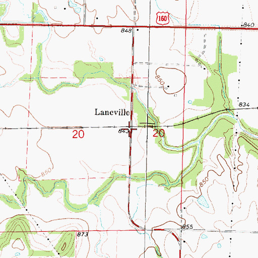 Topographic Map of Laneville, KS