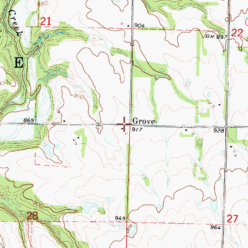 Topographic Map of Grove, KS