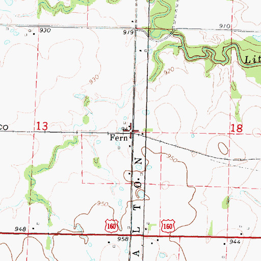 Topographic Map of Fern, KS