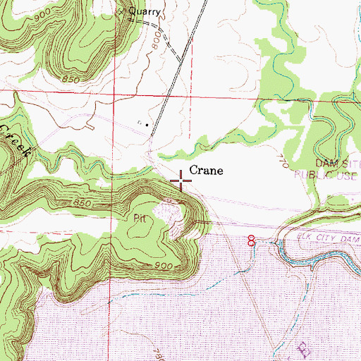 Topographic Map of Crane, KS