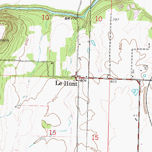 Topographic Map of Le Hunt, KS