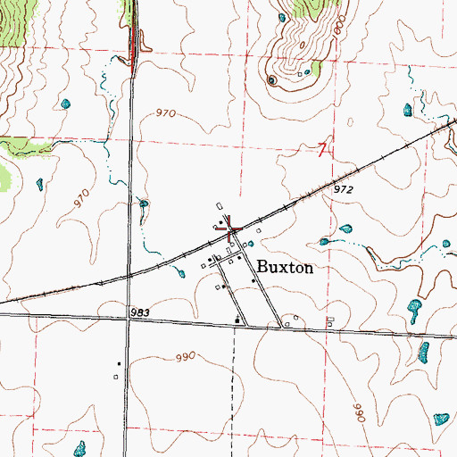 Topographic Map of Buxton, KS