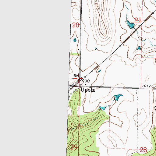 Topographic Map of Upola, KS