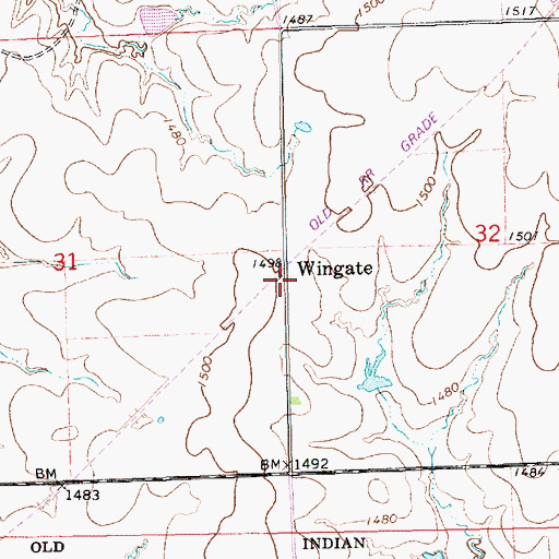 Topographic Map of Wingate, KS