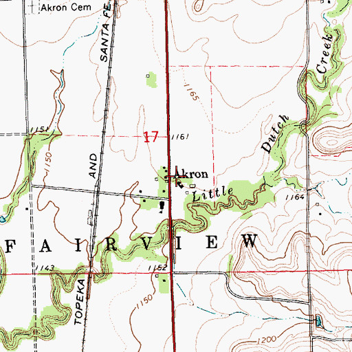 Topographic Map of Akron, KS