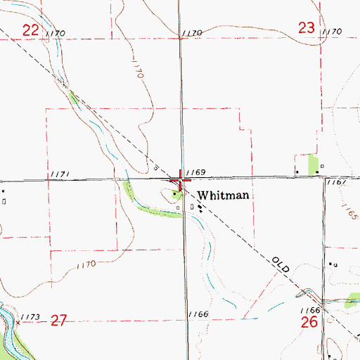 Topographic Map of Whitman, KS