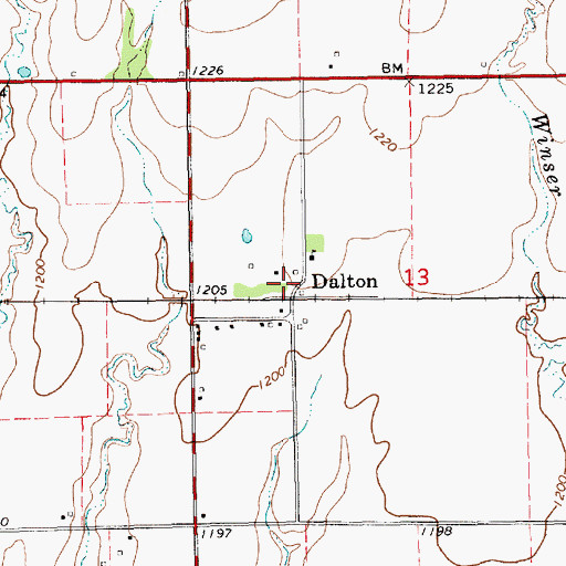 Topographic Map of Dalton, KS