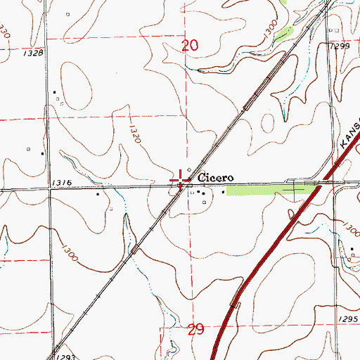 Topographic Map of Cicero, KS