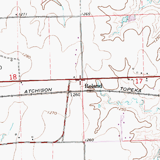 Topographic Map of Roland, KS