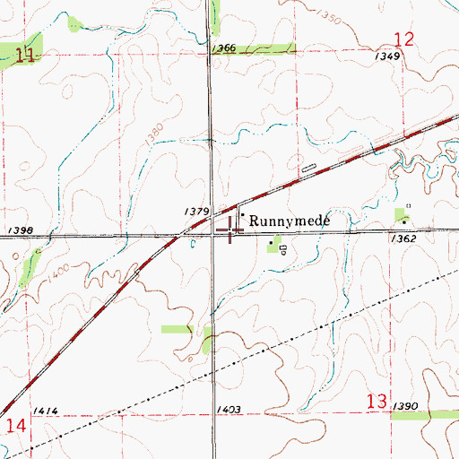 Topographic Map of Runnymede, KS
