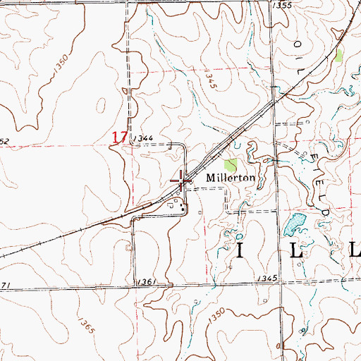 Topographic Map of Millerton, KS