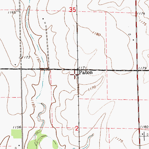 Topographic Map of Paton, KS
