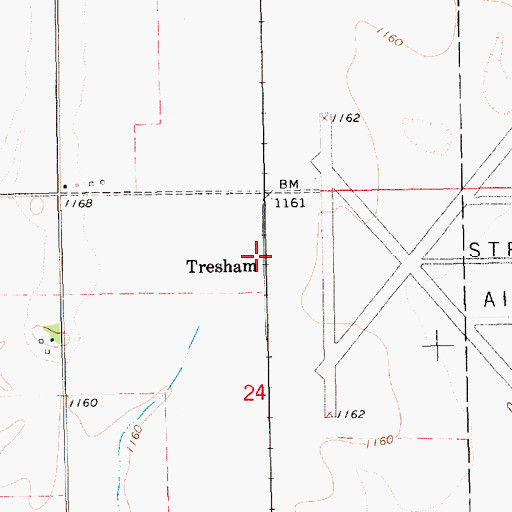 Topographic Map of Tresham, KS