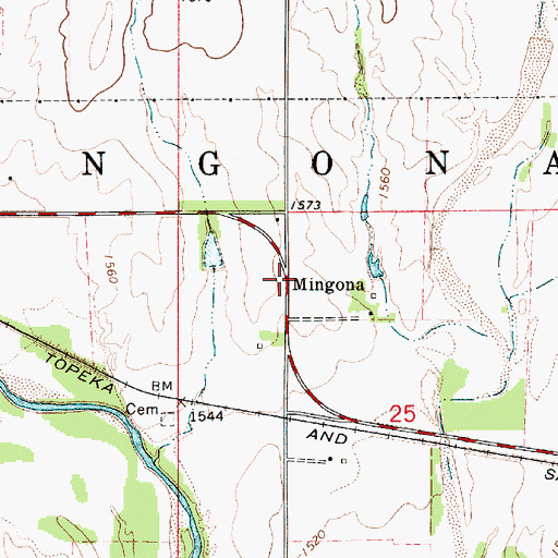 Topographic Map of Mingona, KS
