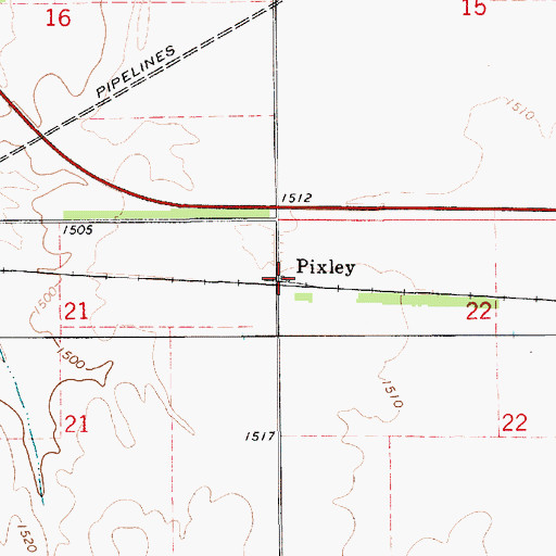 Topographic Map of Pixley, KS