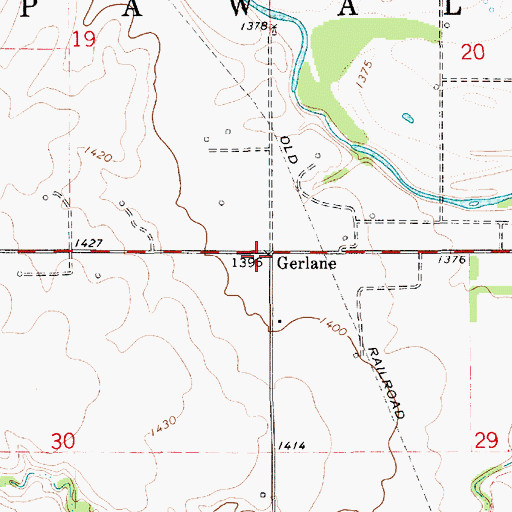 Topographic Map of Gerlane, KS